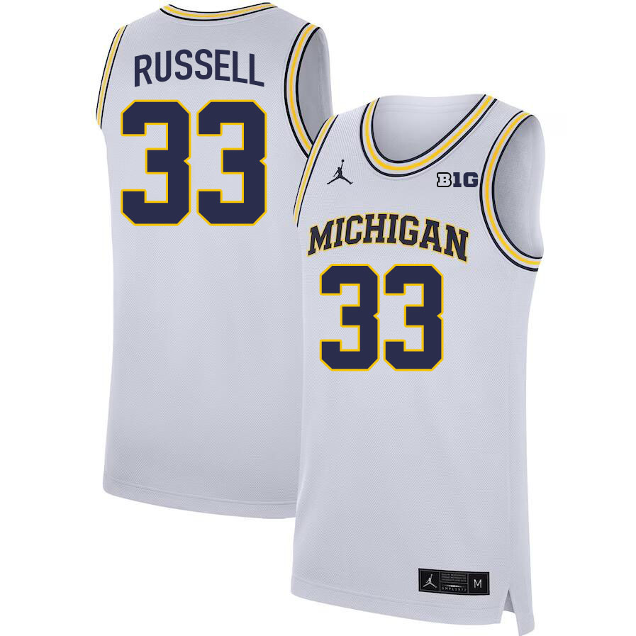 Michigan Wolverines #33 Cazzie Russell College Basketball Jerseys Stitched Sale-White